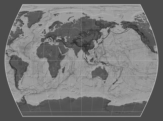 World map. Bilevel. Times projection. Meridian: 90 east