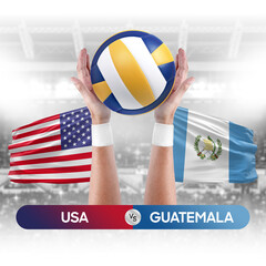 USA vs Guatemala national teams volleyball volley ball match competition concept.