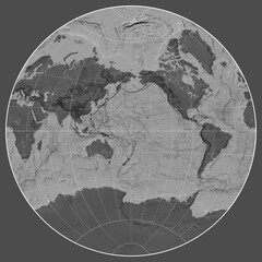 World map. Bilevel. van der Grinten I projection. Meridian: 180