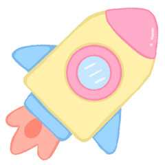 Flying space rocket creative concept or launching a business product on the market.