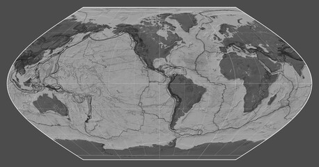 Tectonic plates. Bilevel. Winkel I projection -90 west