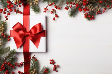 christmas frame with fir branches and decorations