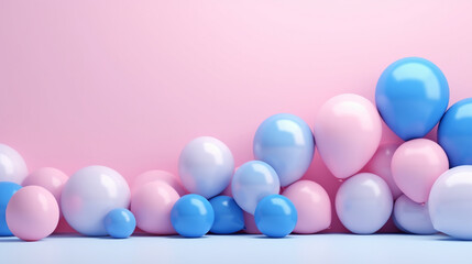 pink and blue balloons for gender party, parents-to-be and gender of the baby