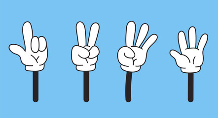 Hand finger number glove count one two three four five isolated set. Vector flat graphic design illustration
