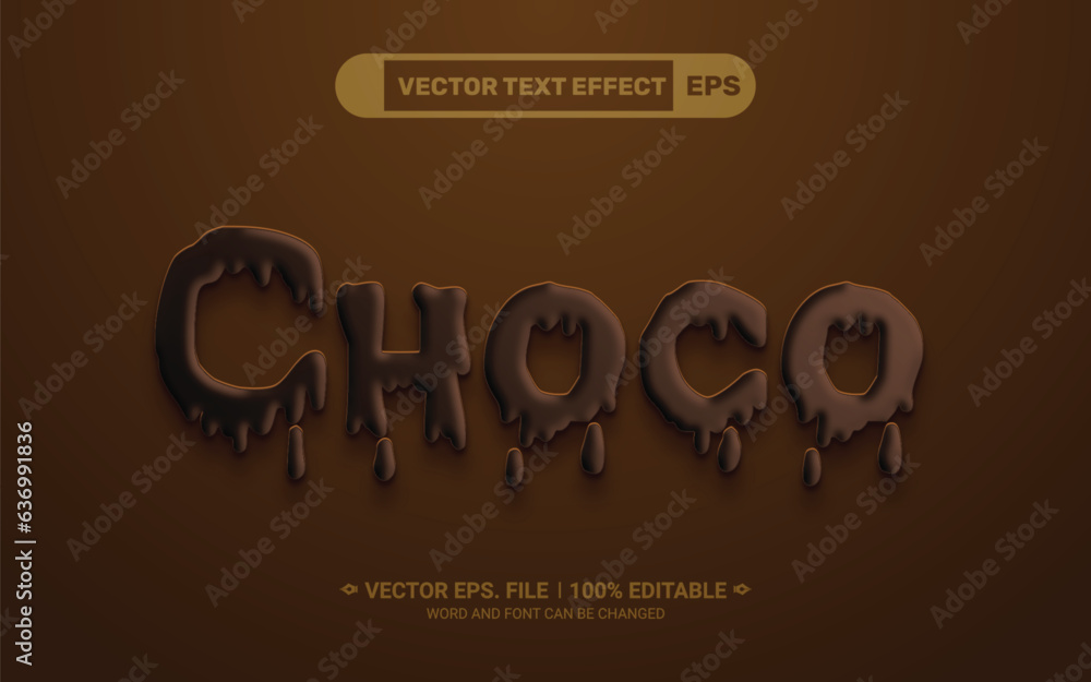 Poster dripping chocolate editable 3d vector text style effect