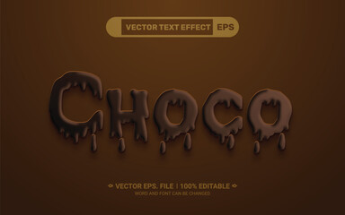 Dripping Chocolate editable 3d vector text style effect