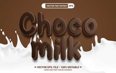 Choco milk chocolate style editable vector text effect