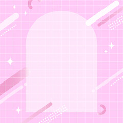 【ピンク】幾何学模様背景・メンフィスのフレームパターン素材

