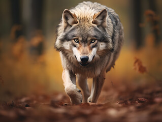wolf photo running towards the camera