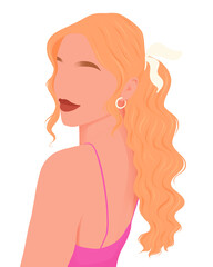 Woman blonde pink outfit