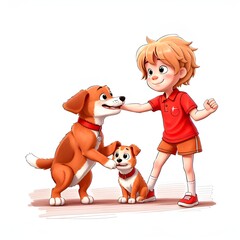 child and puppy