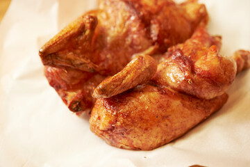 Oven-baked chicken on a plate