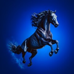 Obraz na płótnie Canvas a black horse with long mane and tail