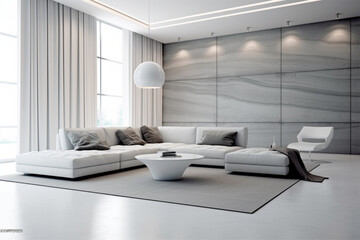 Elegant room with white gray background interior minimalistic