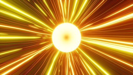 Abstract 3D sun and neon energy background. Yellow and orange electricity heat cables. Streams of colorful data. Connection and solar energy concept. Computer Graphics Render. 4K Illustration