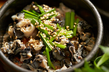 Freshwater Snail Soybean Paste, Leaf Wraps and Rice