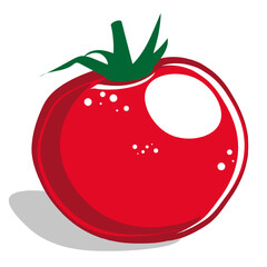 Flat vector illustration of red tomato isolated on white background