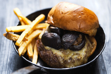american mushroom cheese hamburger