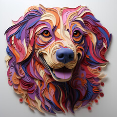 dog face made of colorful origami paper,paper colour art