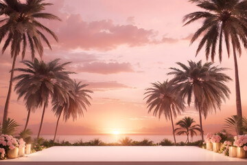 Fototapeta premium sunset on the empty beach. Ai generative