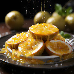 highlights very fresh yellow pomegranate type c, generative ai