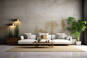 Modern natural interior design of living room