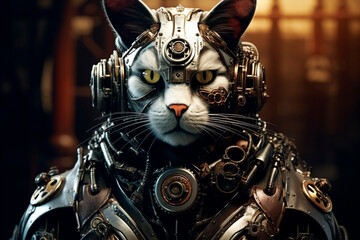 Steampunk cyborg cat