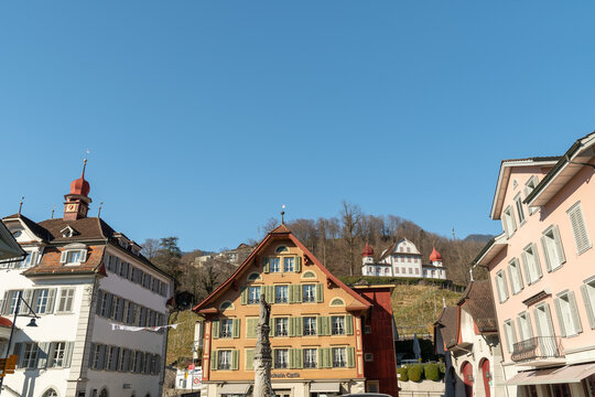 Old town in Sarnen in Switzerland 10.2.2023