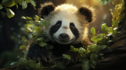 Fuzzy Baby Panda Photography. Generative Ai.