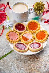 cookie christmas dessert sweet jelly filling cookies holiday christmas treat new year snack on the table copy space food background rustic top view