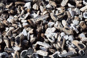 Spent charcoal with ash