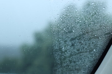 rain drops on car's window