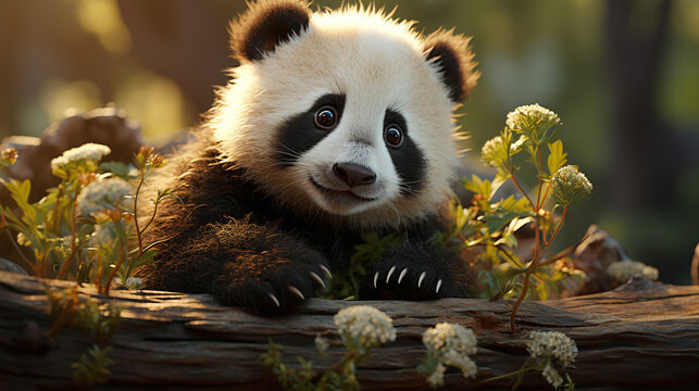 Fototapeta  Baby Panda Bear Close-up.