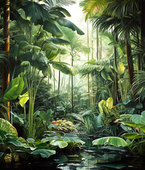 Tropical Artistry in the Form of a Beautiful Garden, Gennerative AI 