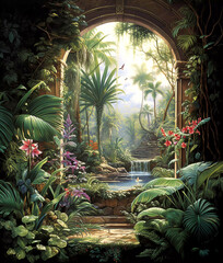 Tropical Artistry in the Form of a Beautiful Garden, Gennerative AI 