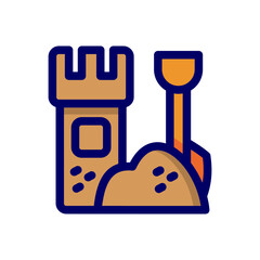 Castle sand single icon in flat color style