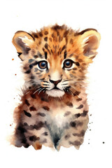 Baby leopard, watercolor.