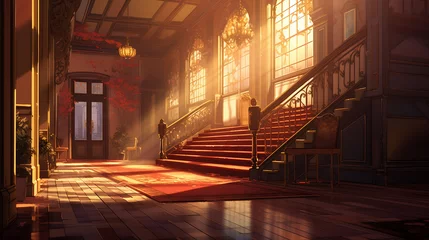Foto op Plexiglas アニメの背景素材-城の大階段 © rrice