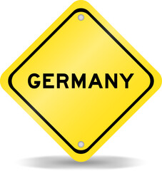 Yellow color transportation sign with word germany on white background