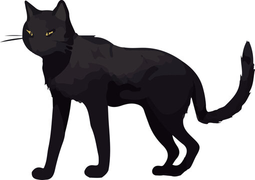 Clip art of realistic black cat_illpainting