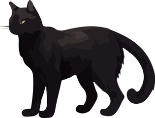 Clip art of realistic black cat_illpainting