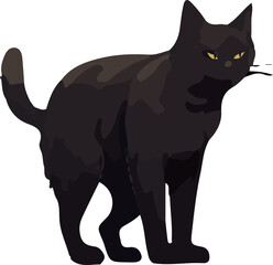 Clip art of realistic black cat_illpainting
