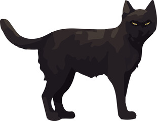 Clip art of realistic black cat_illpainting