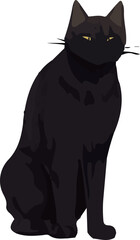 Clip art of realistic black cat_illpainting