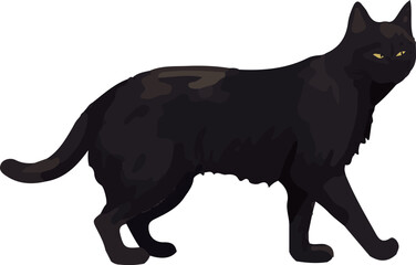 Clip art of realistic black cat_illpainting