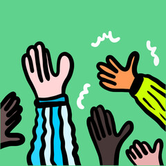 Fototapeta premium Human hands clapping isolated multinational various skin color palms. appreciation, greeting and applause.