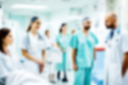 Abstract blurred illustration background. Defocus blur image of corridor in hospital or clinic. Concept about Health car office interior doctor nurse patient location and other elements in hospital.