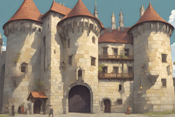 old castle in the city. Generative AI