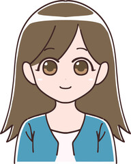 微笑むロングヘアの女性のアイコン