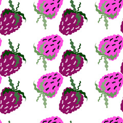 Cute strawberries seamless pattern. Doodle strawberry endless background. Hand drawn fruits wallpaper
